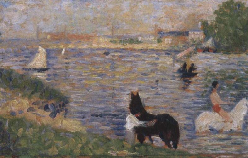 Georges Seurat Horses in the Seine China oil painting art